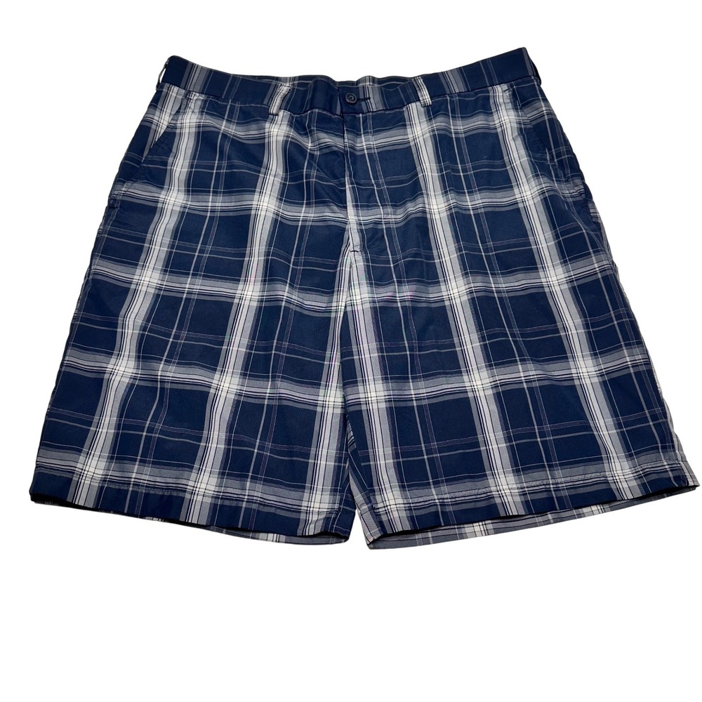 Men's Ben Hogan Performance Plaid Golf Shorts Size 36 Blue Polyester